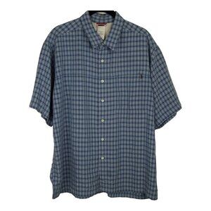 The North Face Blue Plaid Short Sleeve Button-Up Shirt L/G